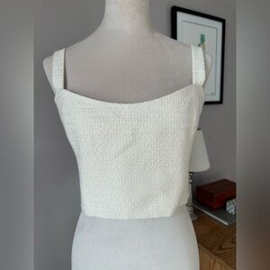 Aritzia Babaton Gazelle times ivory tweed fitted cropped bustier size 10